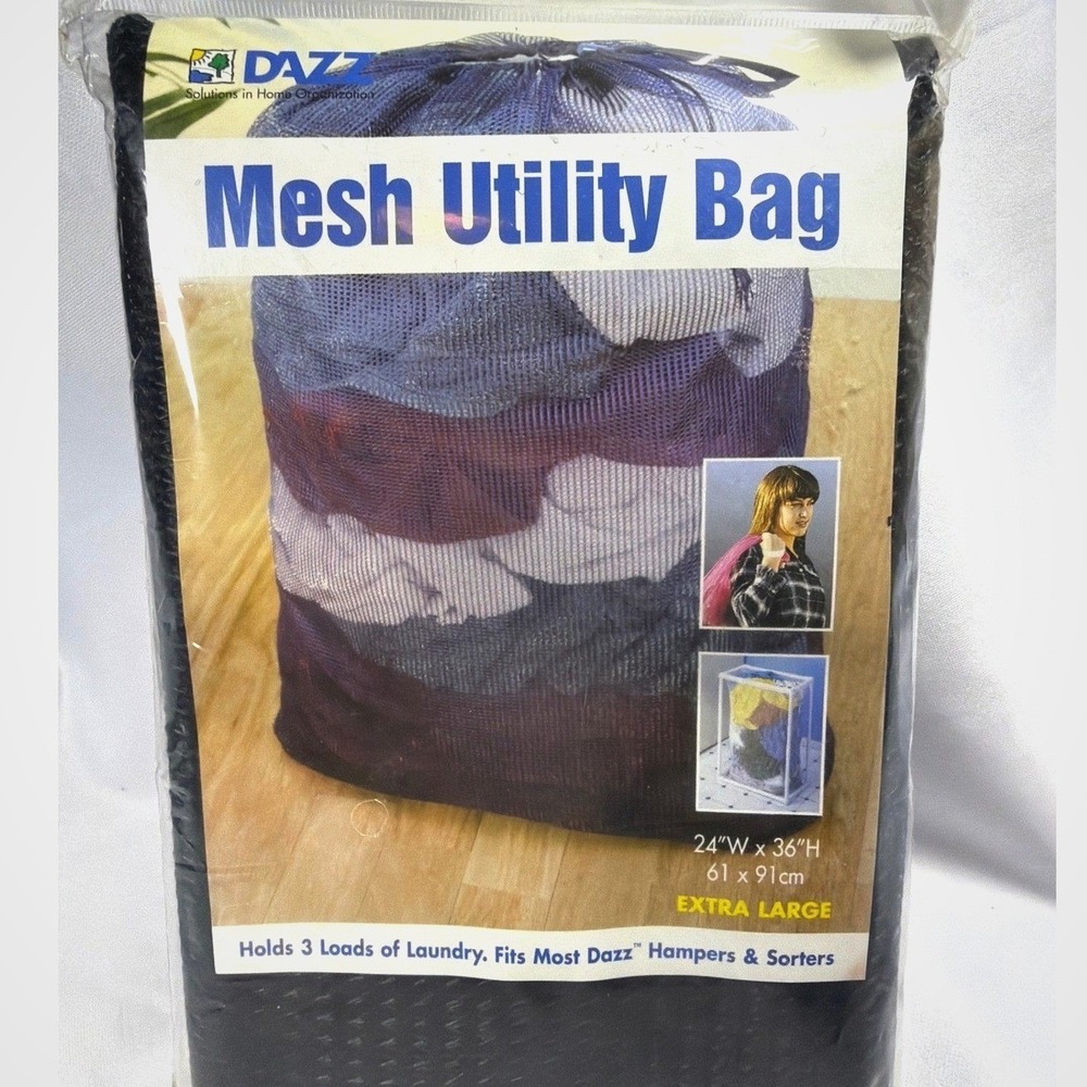 Dazz Mesh Utility Bag Laundry Hamper Liner XL 24x36 Black Heavy Duty Drawstring
